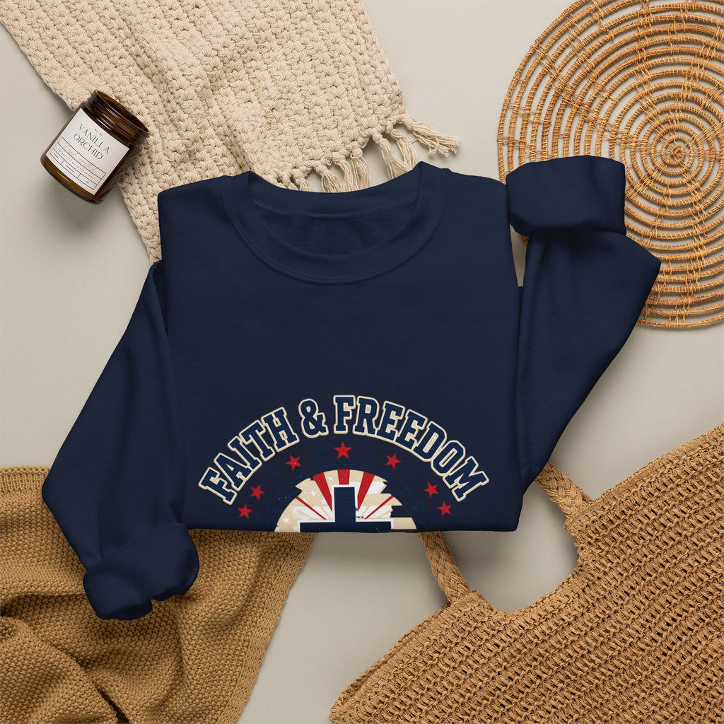 Faith & Freedom cross crewneck sweatshirt | patriotic, vintage Americana