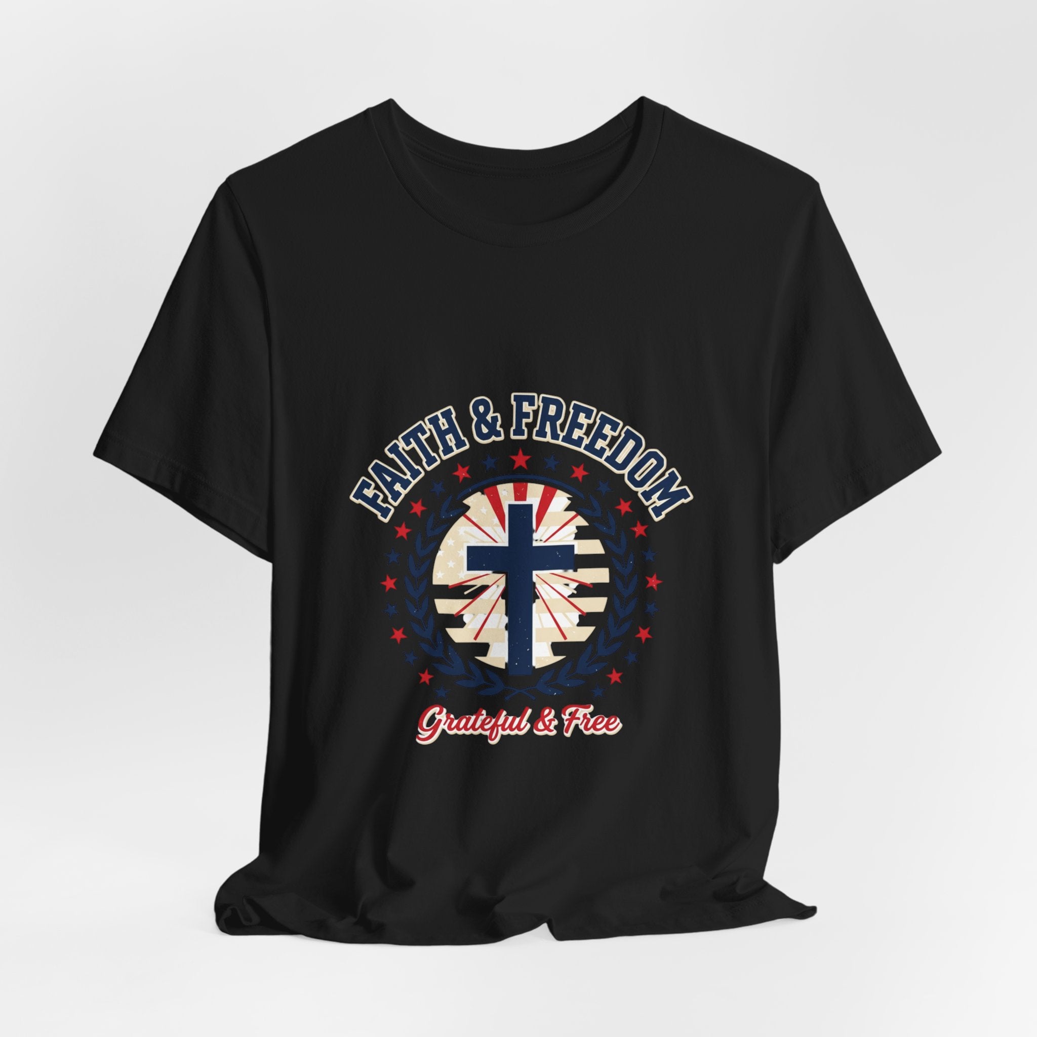 Faith & Freedom Cross Tee | Patriotic, Faith-Based July 4th Vintage Americana