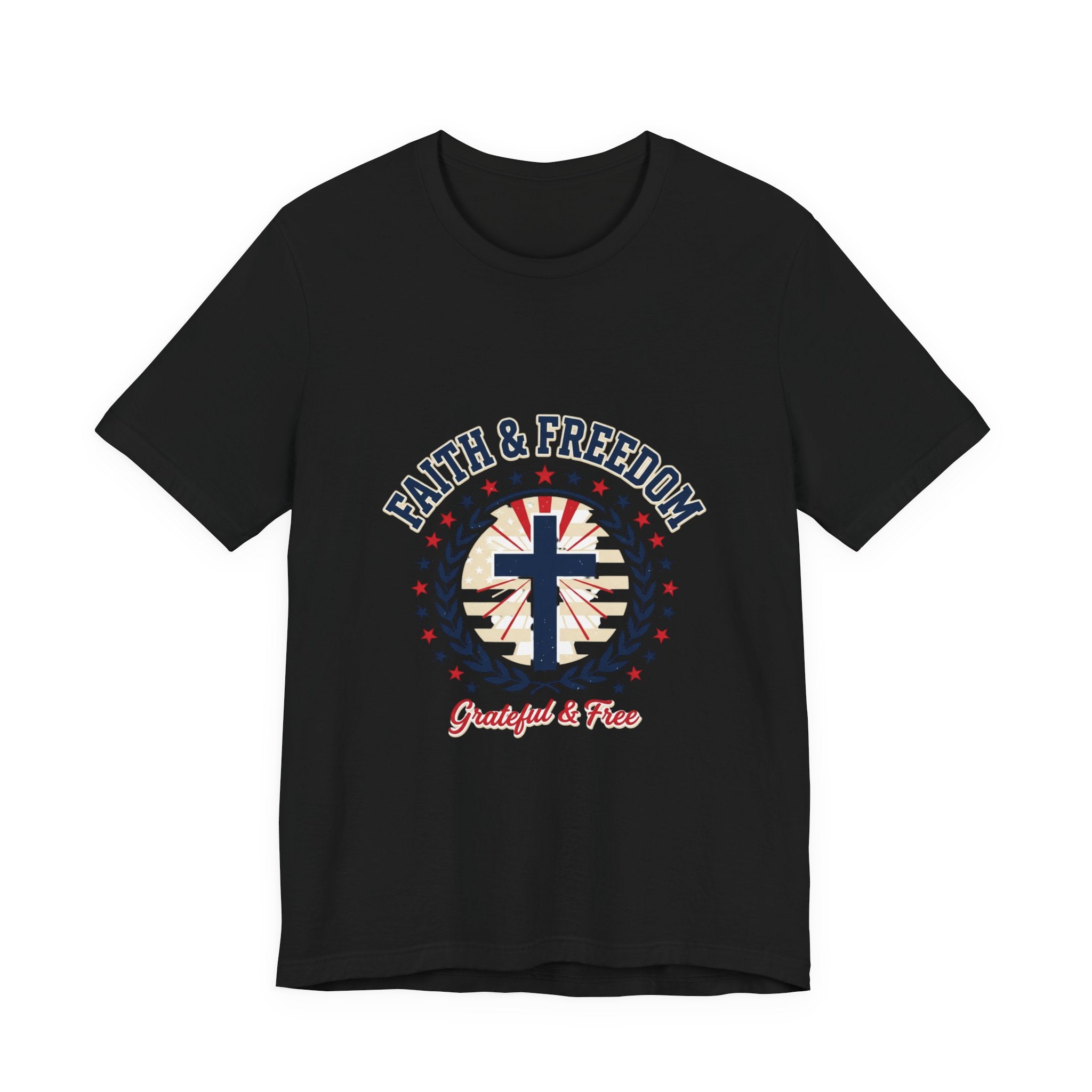 Faith & Freedom Cross Tee | Patriotic, Faith-Based July 4th Vintage Americana