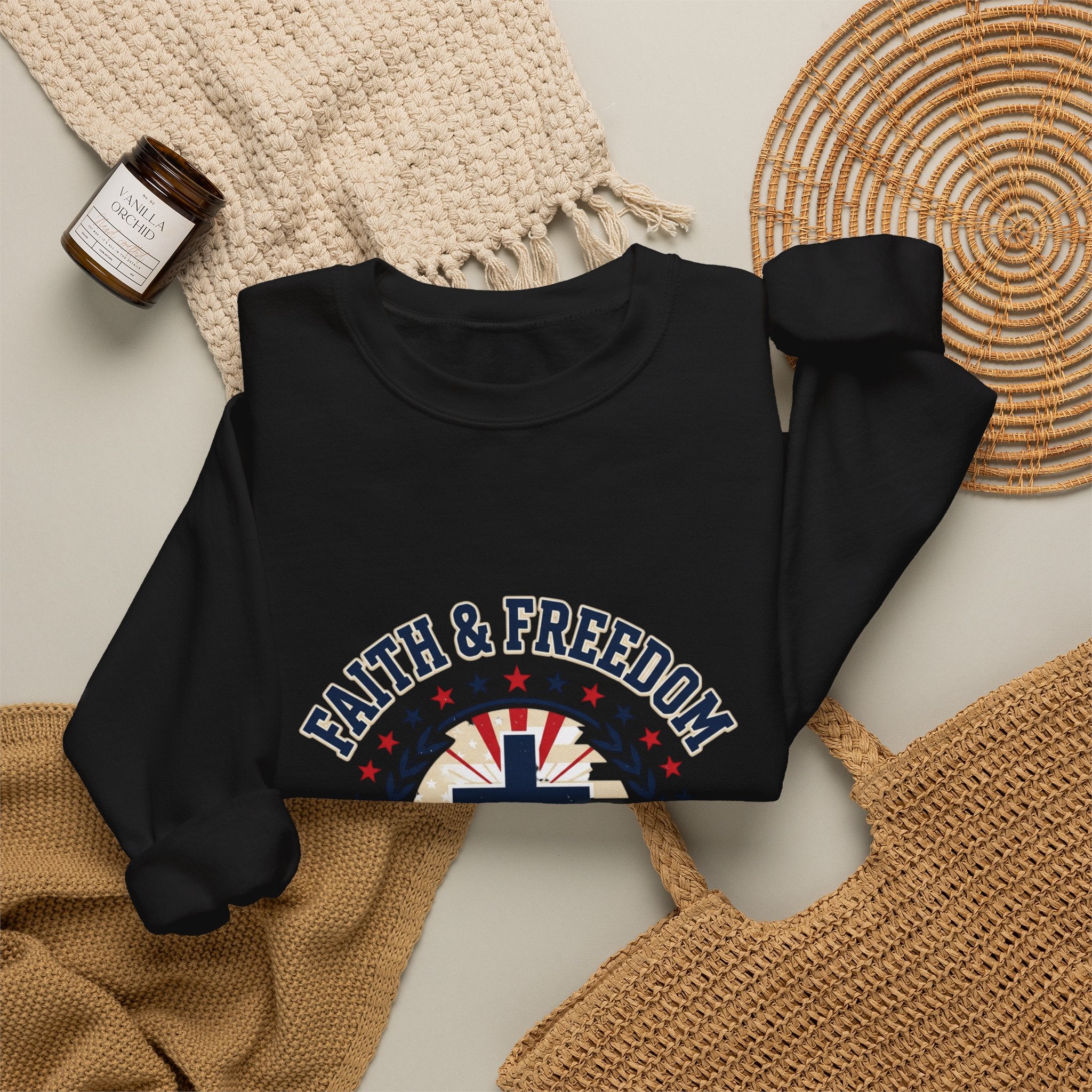 Faith & Freedom cross crewneck sweatshirt | patriotic, vintage Americana