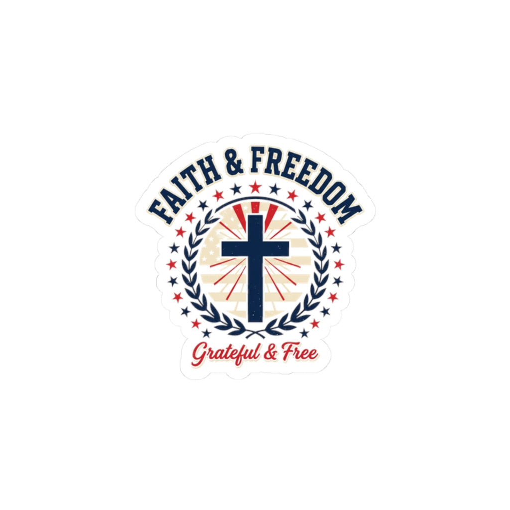 Faith & Freedom Cross Sticker | Patriotic, Faith-Based, Vintage Americana