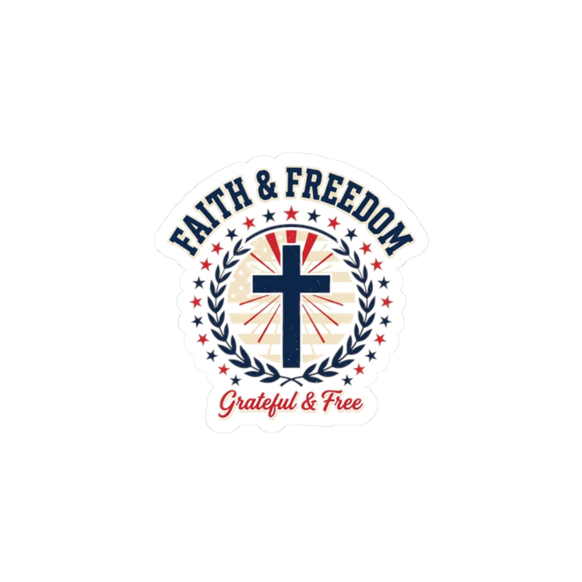 Faith & Freedom Cross Sticker | Patriotic, Faith-Based, Vintage Americana