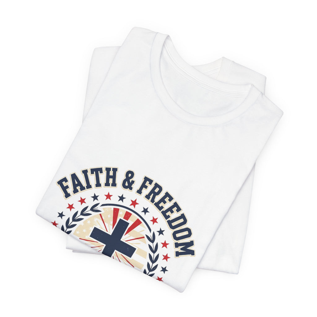 Faith & Freedom Cross Tee | Patriotic, Faith-Based July 4th Vintage Americana
