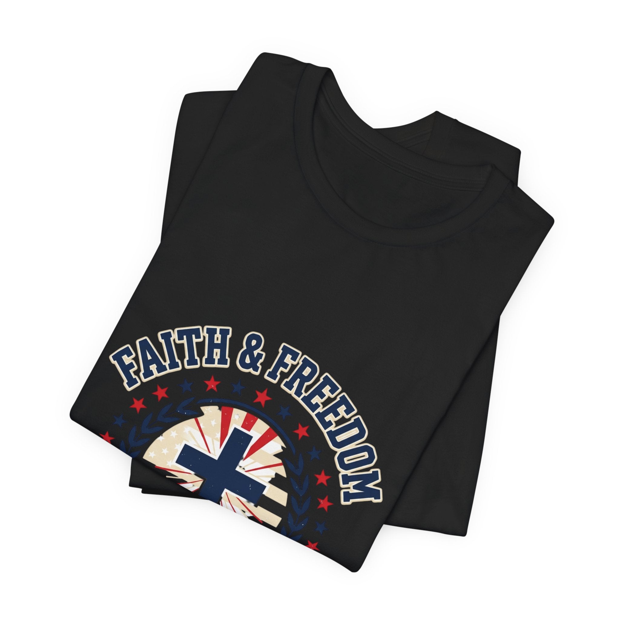 Faith & Freedom Cross Tee | Patriotic, Faith-Based July 4th Vintage Americana