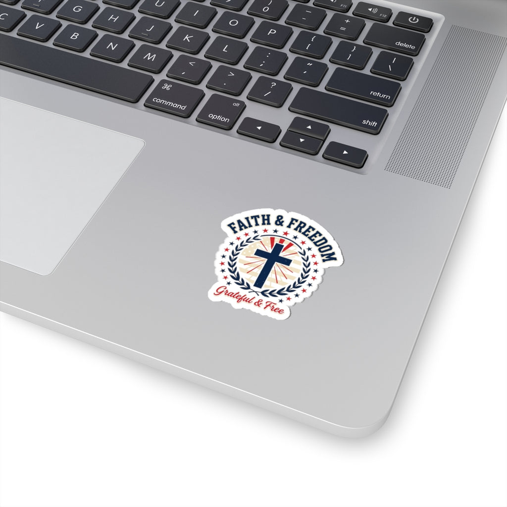 Faith & Freedom Cross Sticker | Patriotic, Faith-Based, Vintage Americana
