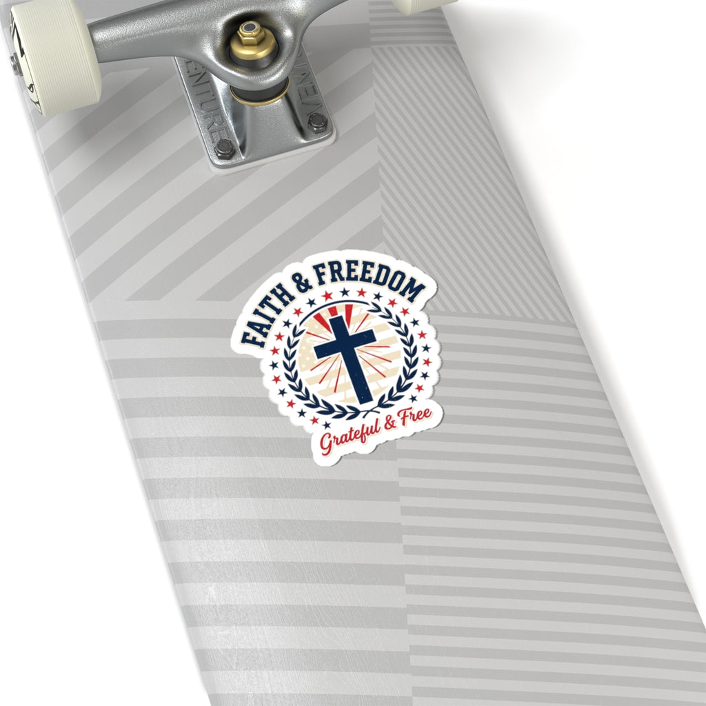 Faith & Freedom Cross Sticker | Patriotic, Faith-Based, Vintage Americana