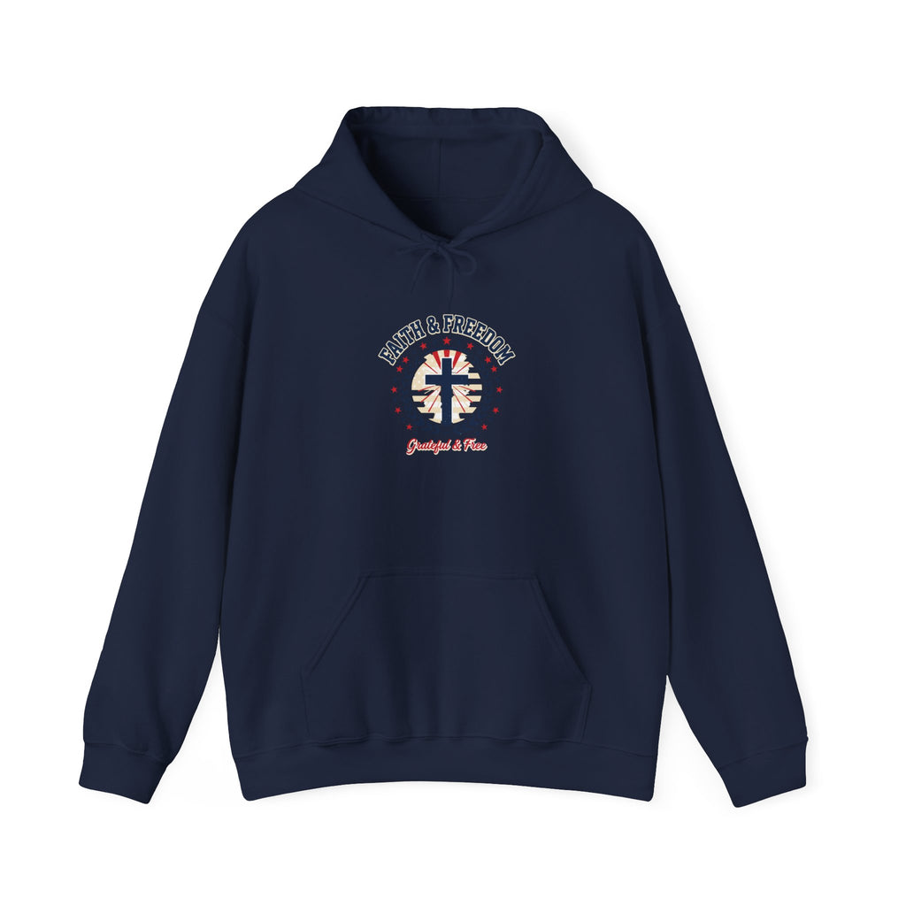 Faith & Freedom cross hoodie | Patriotic, faith-based July 4th, vintage Americana