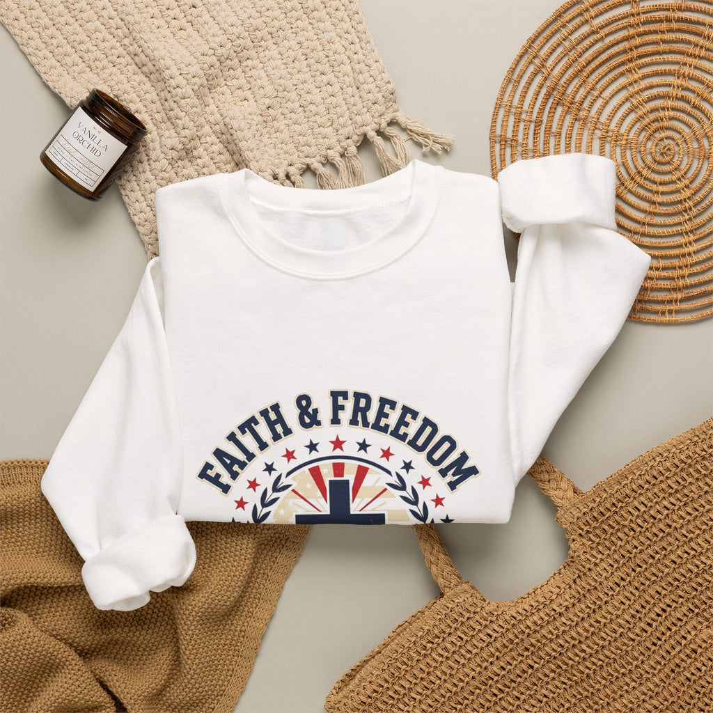 Faith & Freedom cross crewneck sweatshirt | patriotic, vintage Americana