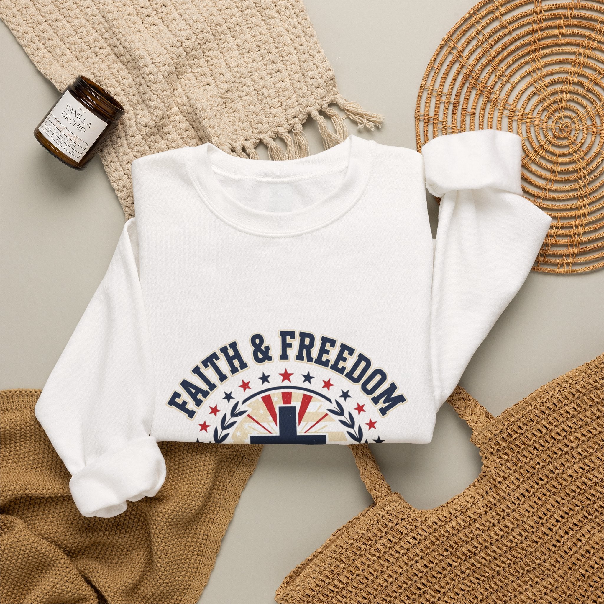 Faith & Freedom cross crewneck sweatshirt | patriotic, vintage Americana