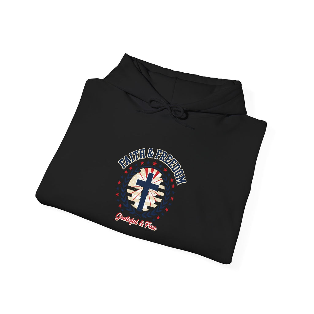 Faith & Freedom cross hoodie | Patriotic, faith-based July 4th, vintage Americana