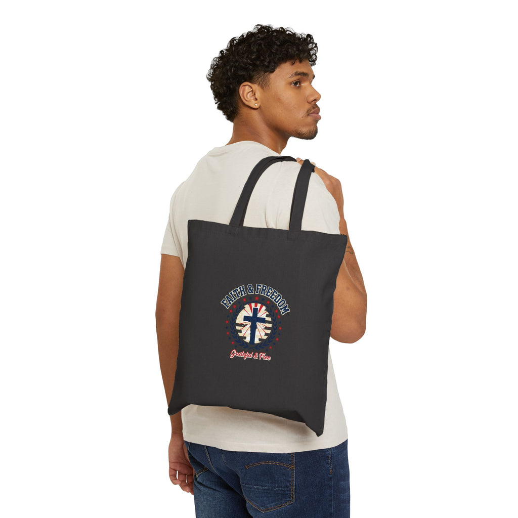 Faith & Freedom Cross Tote | Patriotic, Faith-Based July 4th Vintage Americana