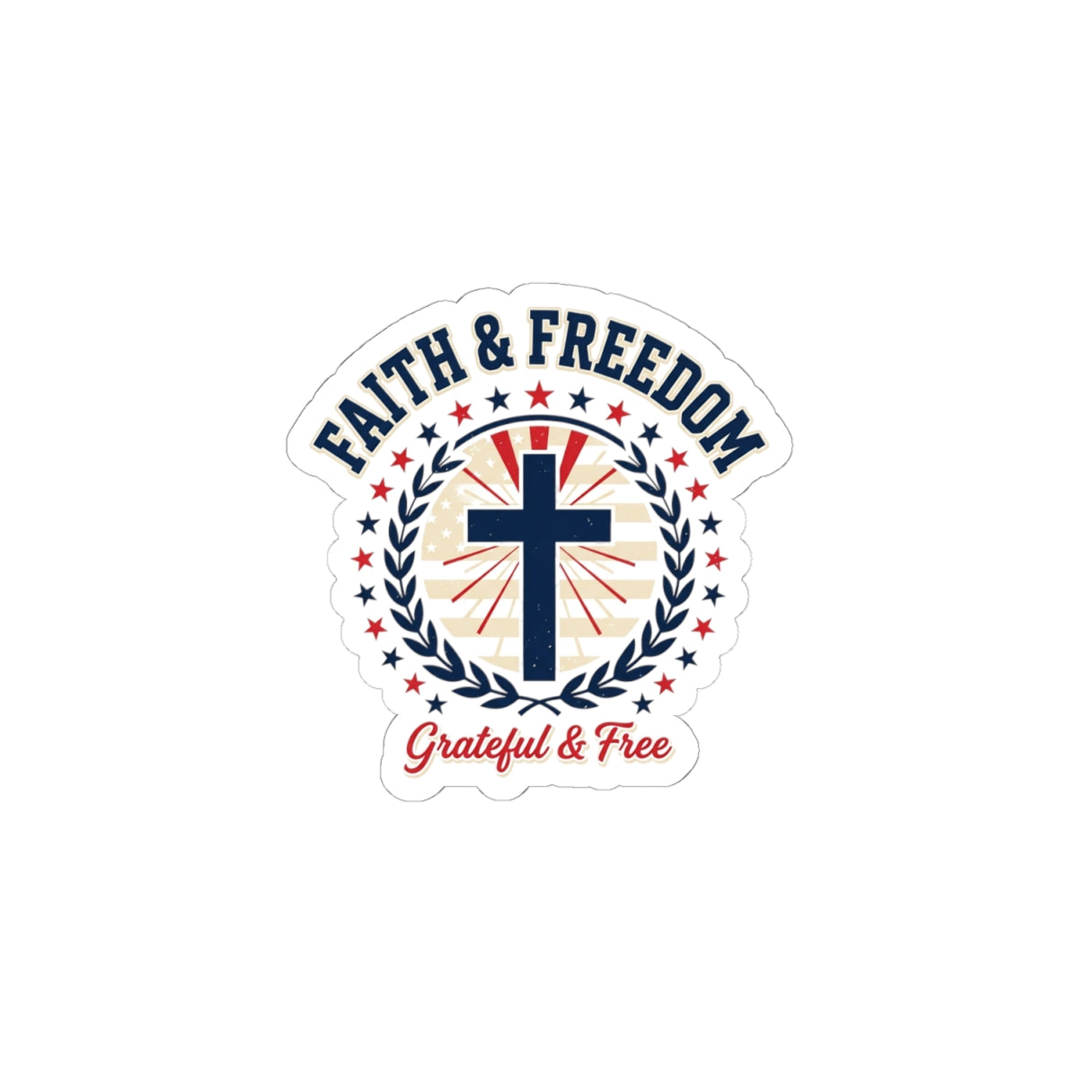 Faith & Freedom Cross Sticker | Patriotic, Faith-Based, Vintage Americana