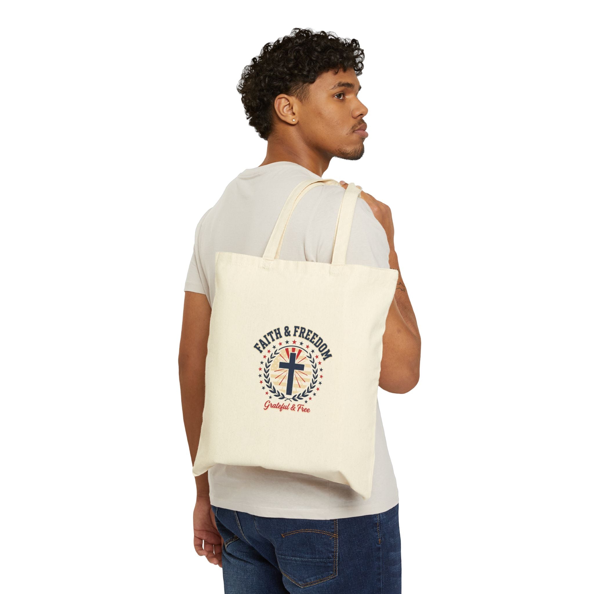 Faith & Freedom Cross Tote | Patriotic, Faith-Based July 4th Vintage Americana