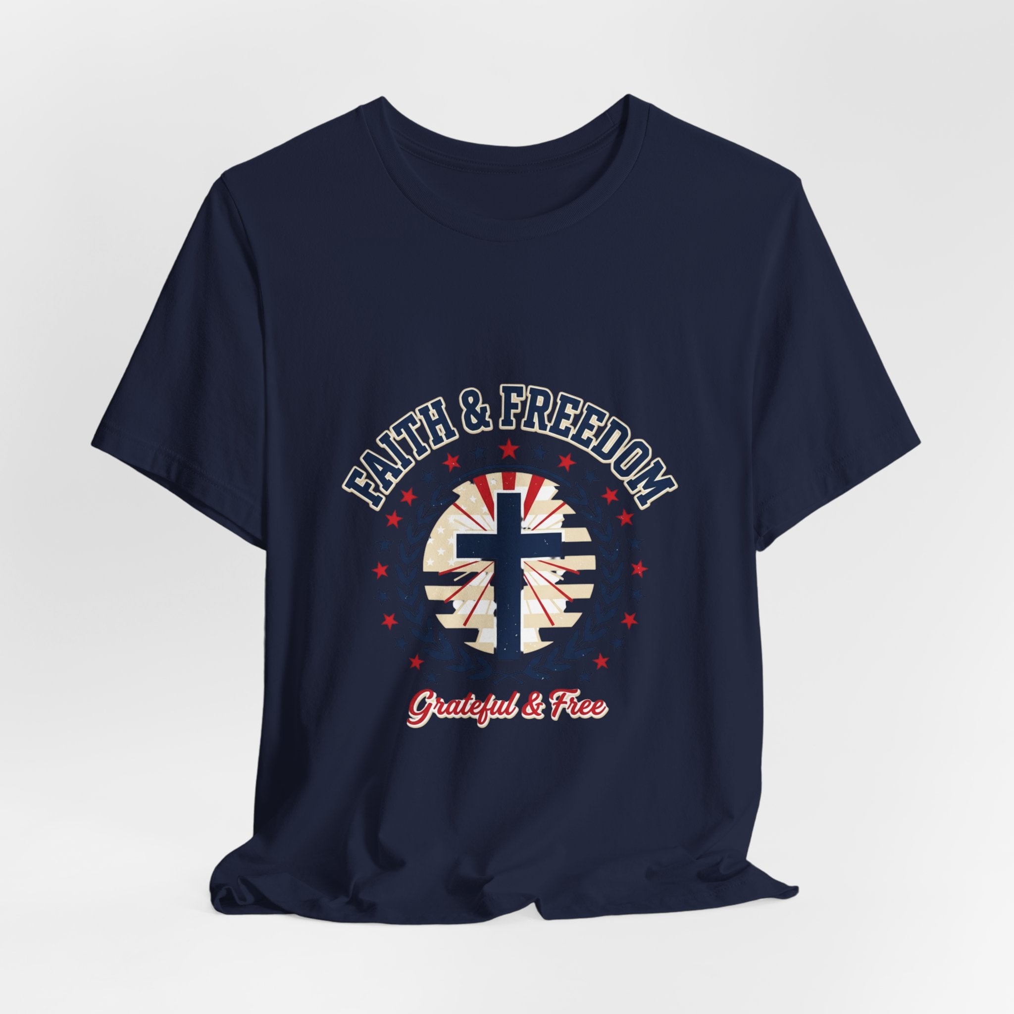 Faith & Freedom Cross Tee | Patriotic, Faith-Based July 4th Vintage Americana