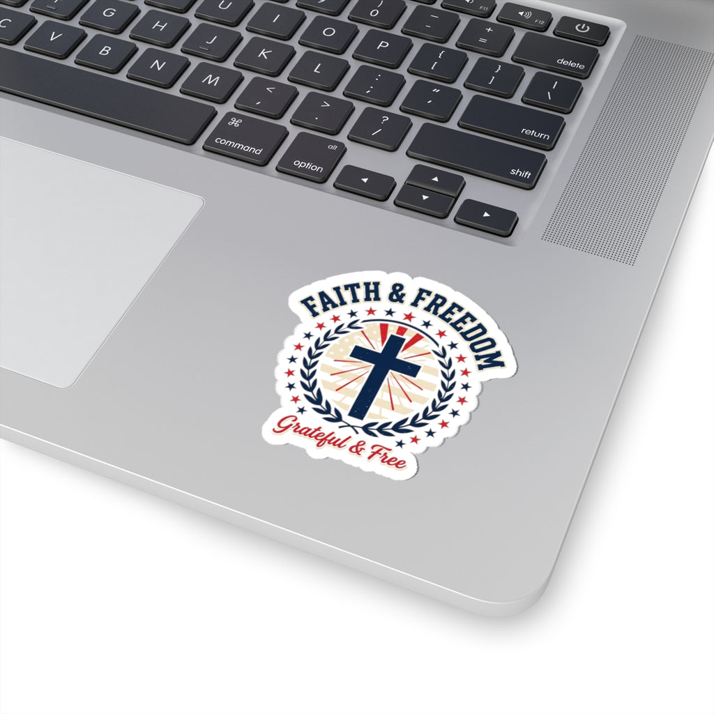 Faith & Freedom Cross Sticker | Patriotic, Faith-Based, Vintage Americana