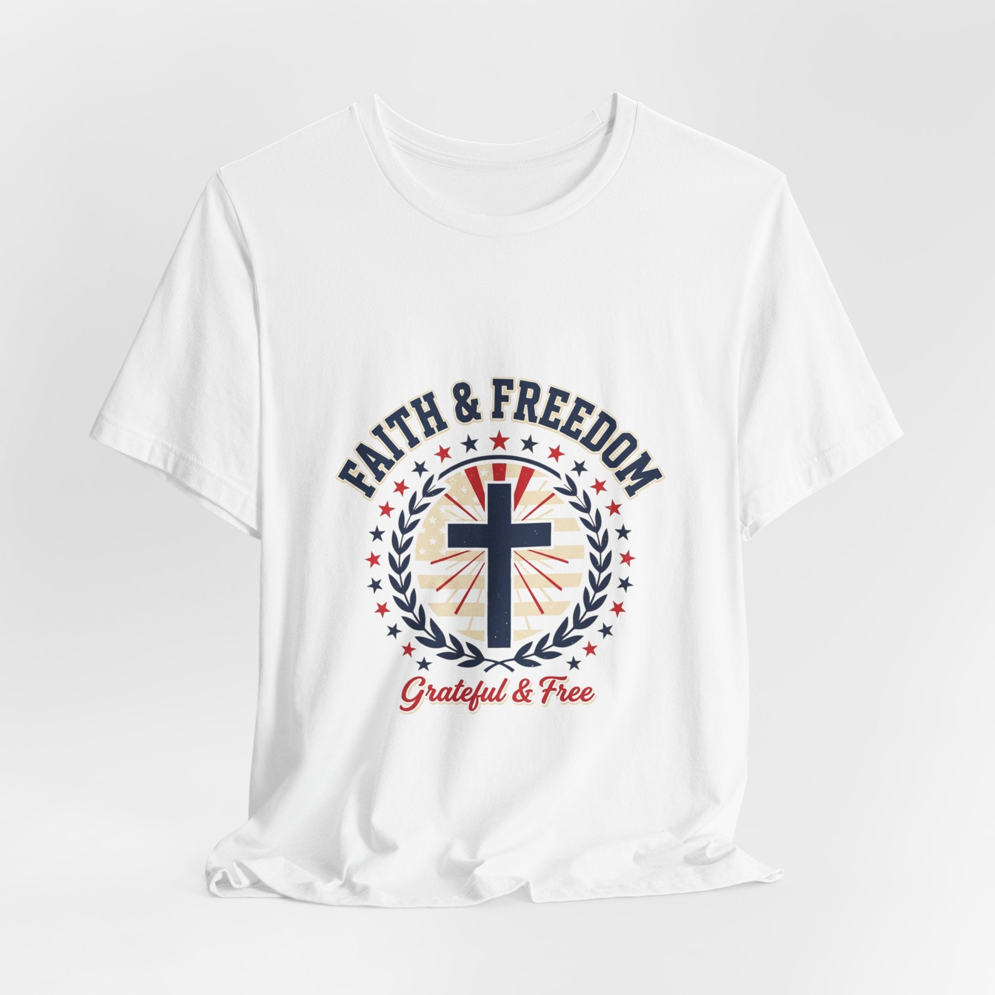 Faith & Freedom Cross Tee | Patriotic, Faith-Based July 4th Vintage Americana