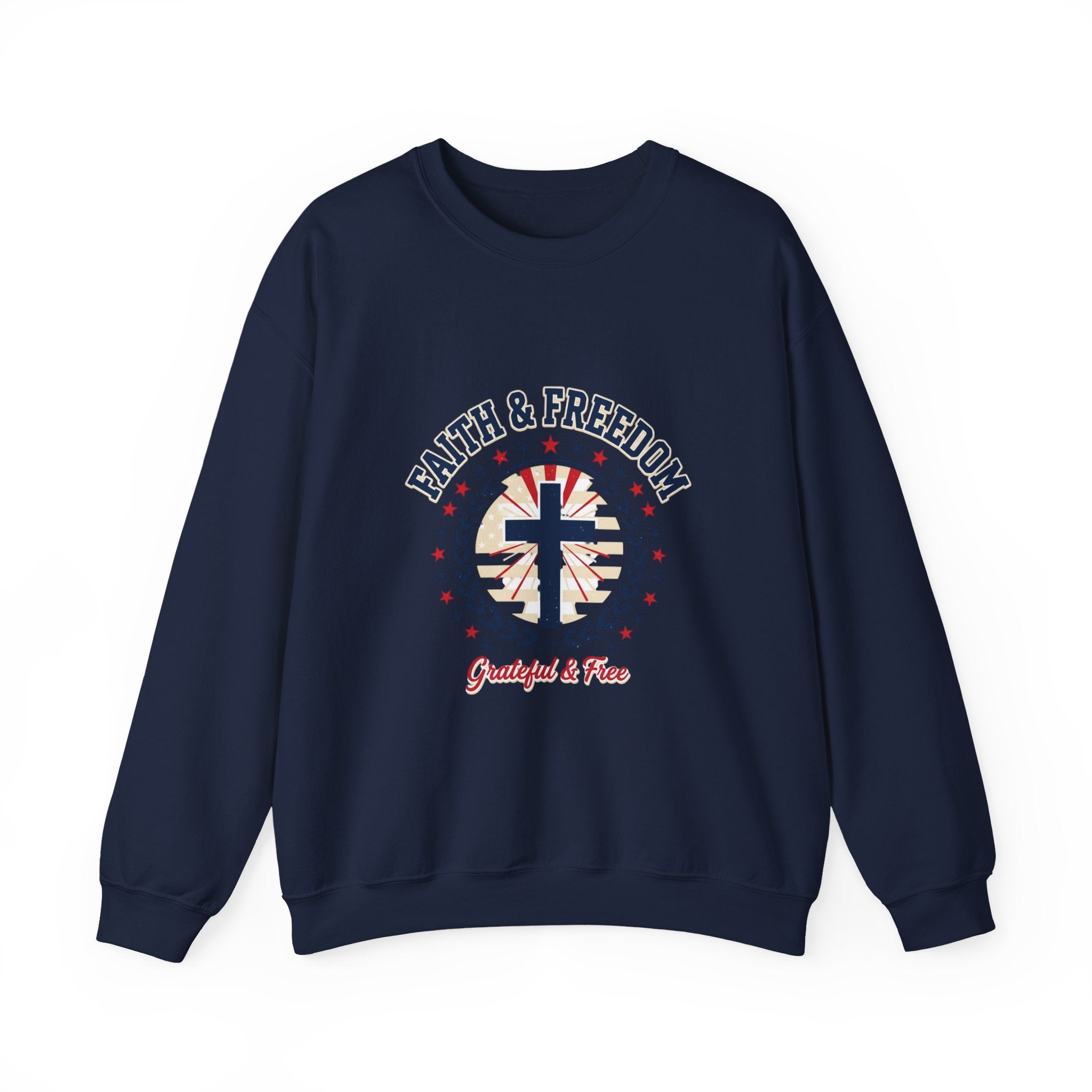 Faith & Freedom cross crewneck sweatshirt | patriotic, vintage Americana