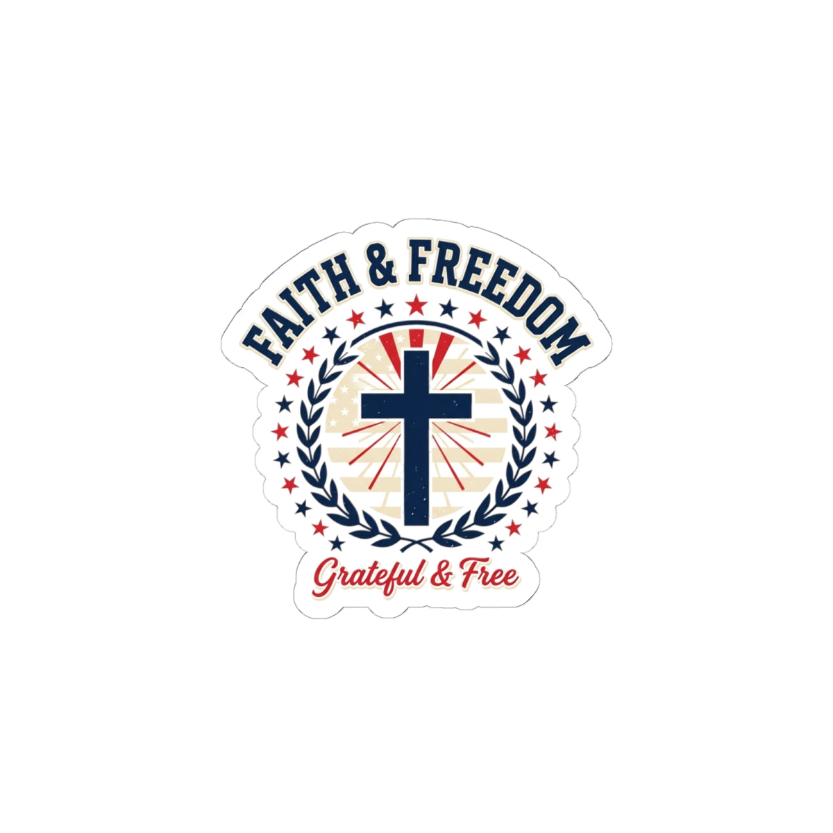 Faith & Freedom Cross Sticker | Patriotic, Faith-Based, Vintage Americana